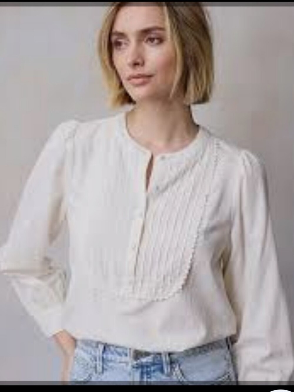 Lauren Conrad White Button Front Pintuck Blouse